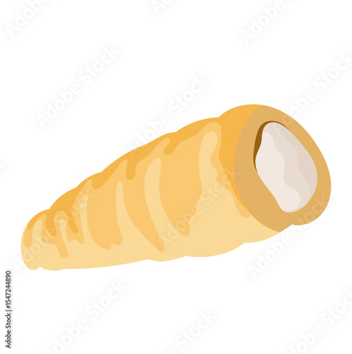 Cream Horn Pastry Illustration Isolated on White Background