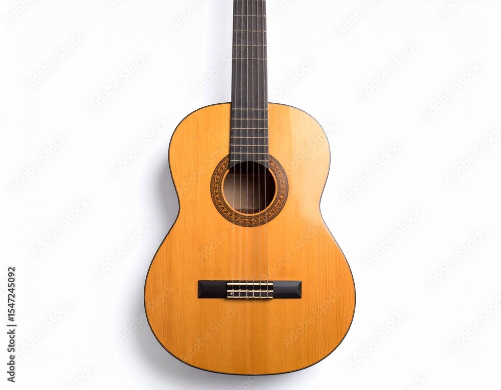 Obraz premium Wooden Acoustic Guitar Close-Up – Craftsmanship Meets Melody