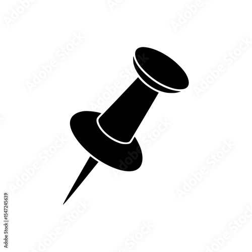Black silhouette of a push pin