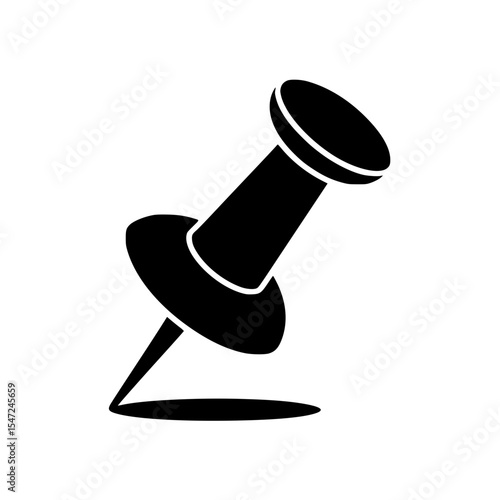 Black silhouette of a push pin
