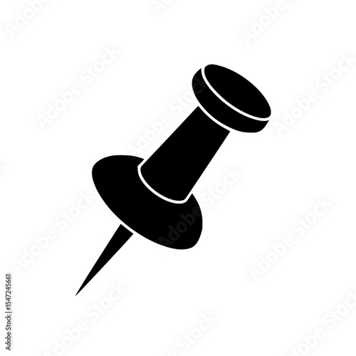 Black silhouette of a push pin