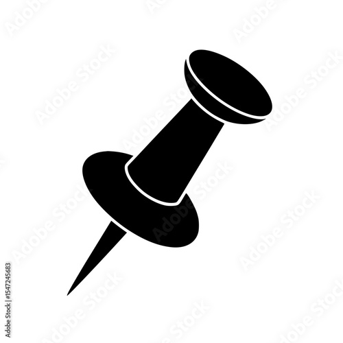 Black silhouette of a push pin