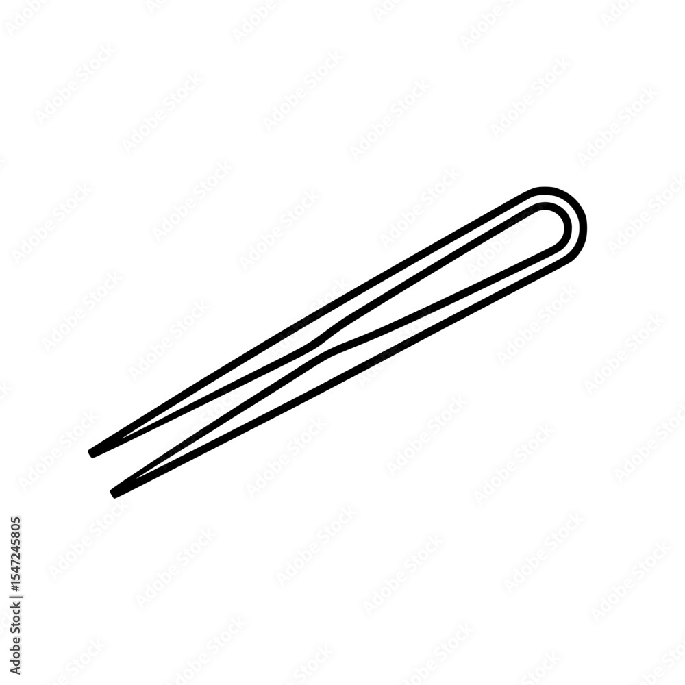 Line art illustration of stainless steel tweezers Line art illustration of stainless steel tweezers