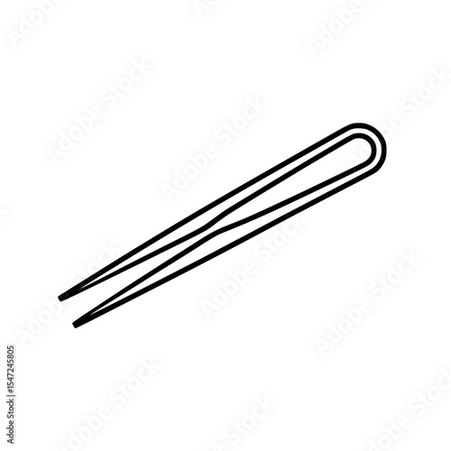 Line art illustration of stainless steel tweezers
