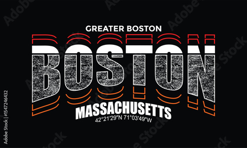 Boston, Massachusetts. Vintage typography design in vector illustration.clothing, t shirt,apparel and other uses.