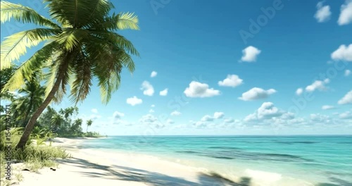 Wallpaper Mural Tropical beach scene with palm trees and turquoise water Torontodigital.ca