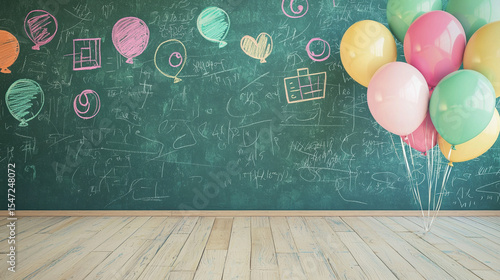 A backdrop featuring a dark green chalkboard textured background 