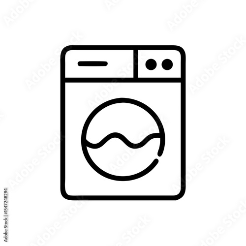 Minimalist Line Icon of a Front-Load Washing Machine for Household Laundry