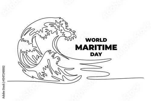 World maritime day concept. Single line draw design. Vector graphic illustration