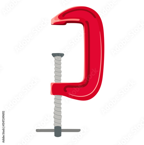 C-clamp Tool Illustration Isolated on White Background