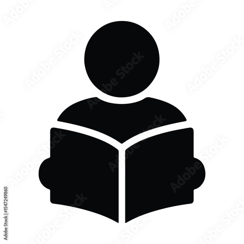 boy reading book silhouette vector illustration