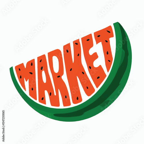 Watermelon Market Logo Vector – Fresh Fruit Typography for Branding & Retail