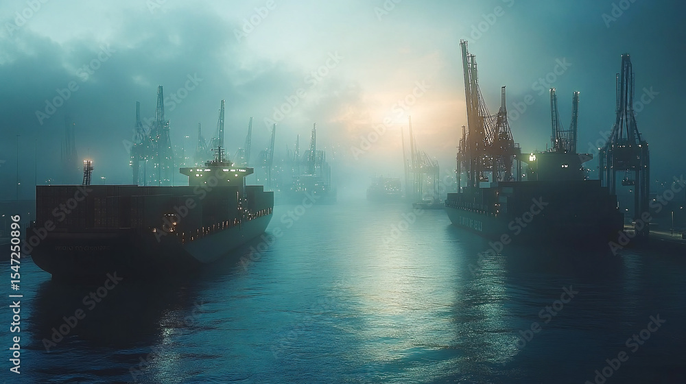 Cargo container ships utilize technology for global logistics Cargo container ships utilize technology for global logistics