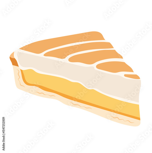 Lemon Tart Sliced Illustration Isolated on White Background
