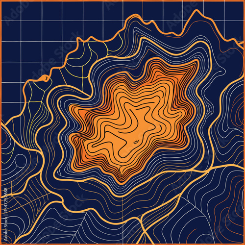Background of the topographic map. Topographic map lines, contour background. Geographic abstract grid