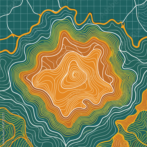 Background of the topographic map. Topographic map lines, contour background. Geographic abstract grid