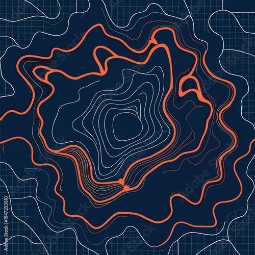 Background of the topographic map. Topographic map lines, contour background. Geographic abstract grid