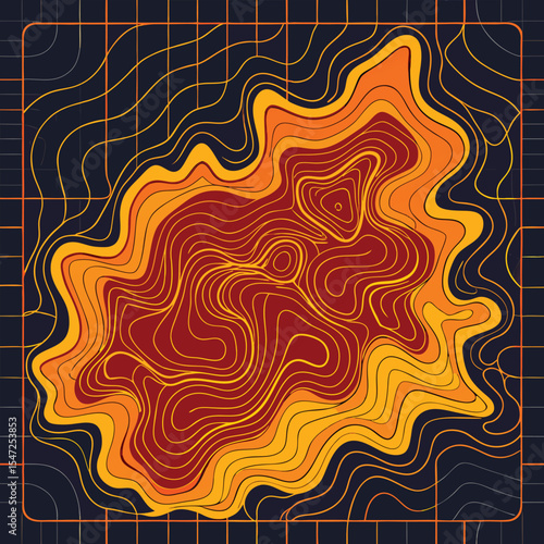 Background of the topographic map. Topographic map lines, contour background. Geographic abstract grid