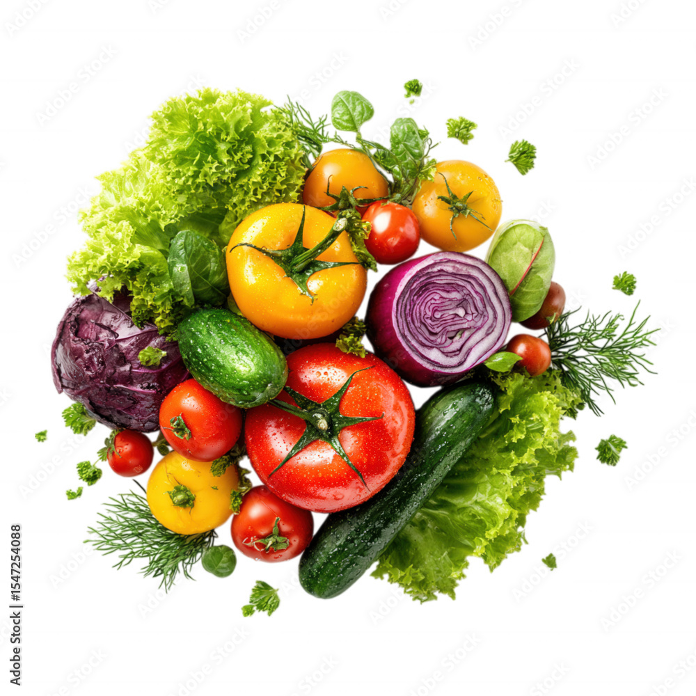 Fresh Mixed Vegetable Salad on Transparent Background Fresh Mixed Vegetable Salad on Transparent Background