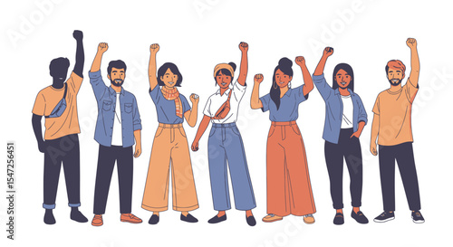 Diverse Group of People United in Protest or Celebration