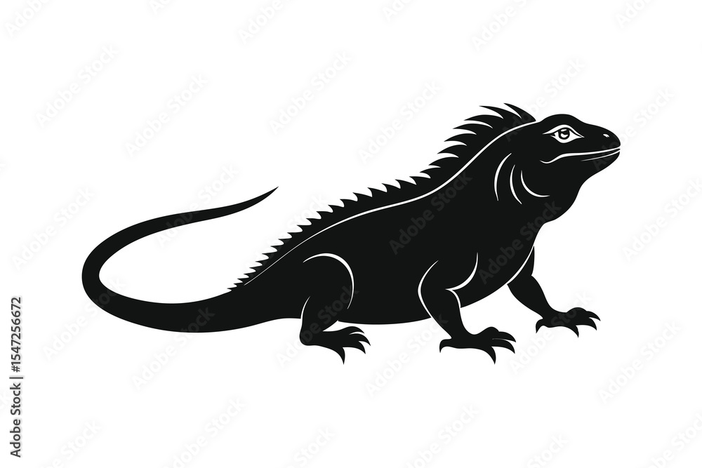 Fototapeta premium iguana black silhouette vector illustration on white background