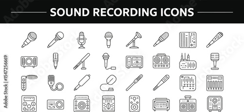Sound recording icons isolated on white background