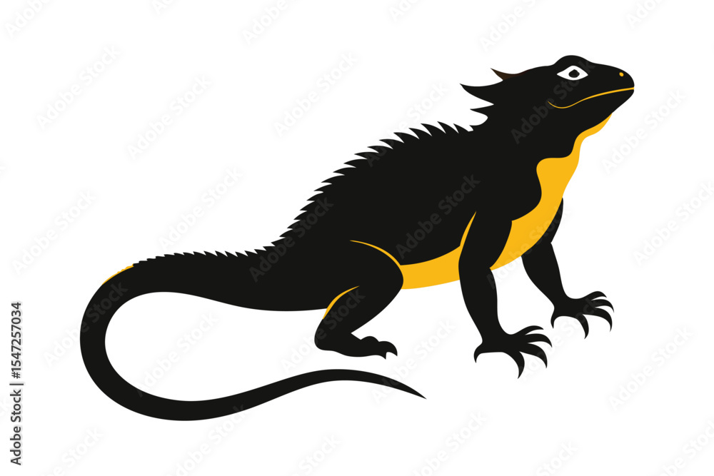 Iguana silhouette on white background Iguana silhouette on white background