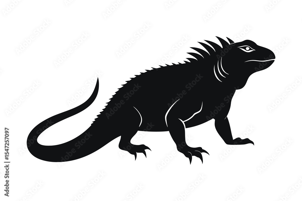 Iguana silhouette on white background Iguana silhouette on white background