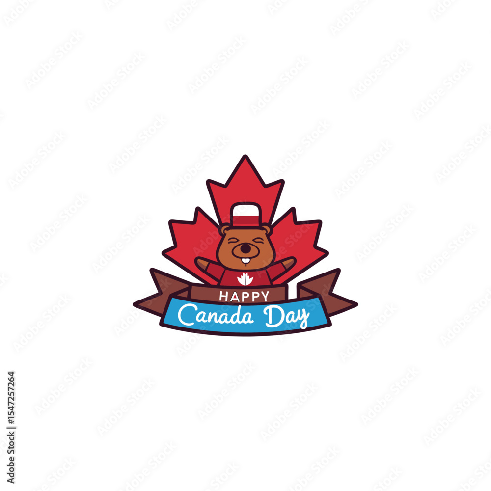 Fototapeta premium Canada day colourful vector poster featuring celebration of the day by Canadian people 