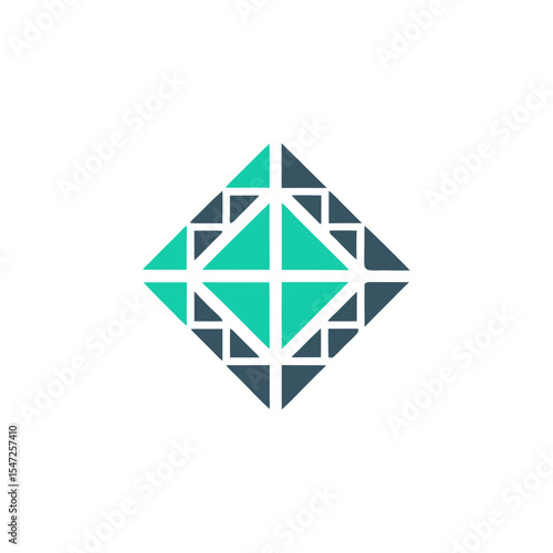 Minimalist virtual grid icon logo for tech interface system and digital data grid visuals