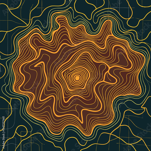 Background of the topographic map. Topographic map lines, contour background. Geographic abstract grid
