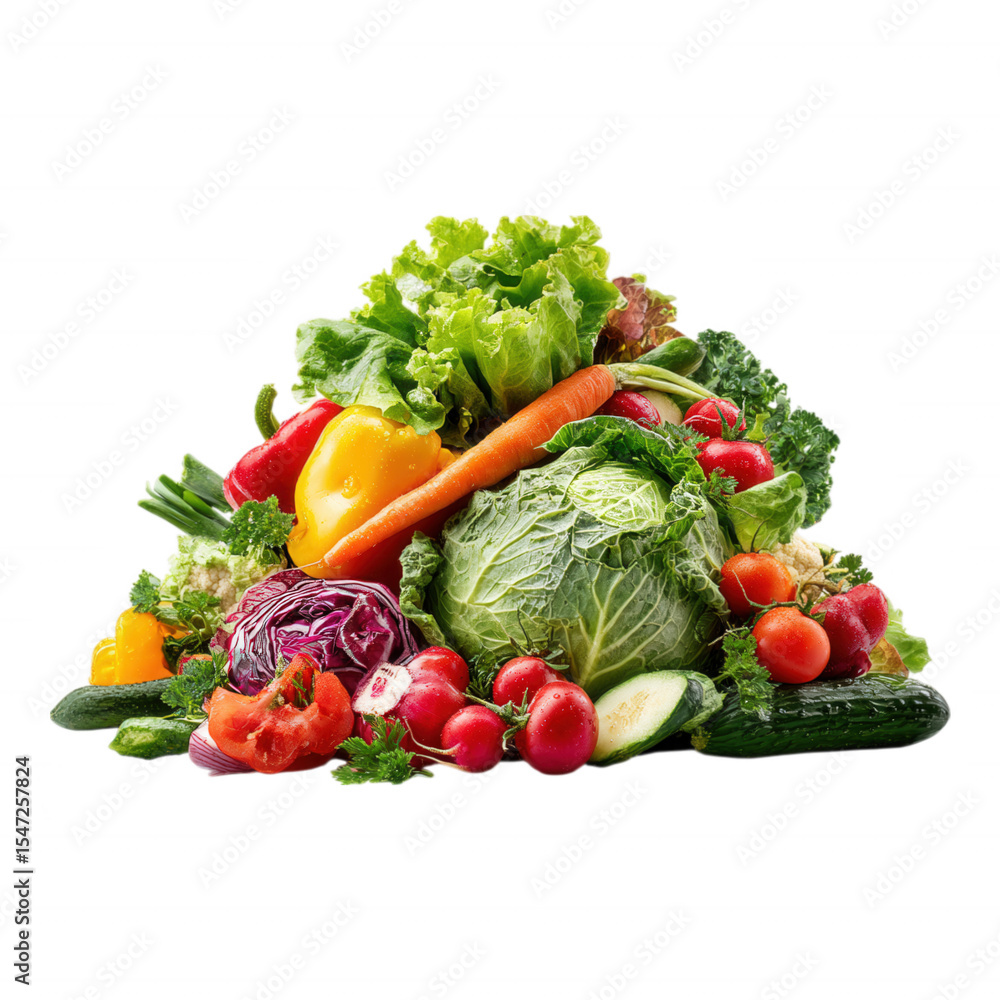 Fresh Mixed Vegetable Salad on Transparent Background Fresh Mixed Vegetable Salad on Transparent Background