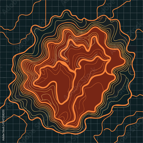 Background of the topographic map. Topographic map lines, contour background. Geographic abstract grid