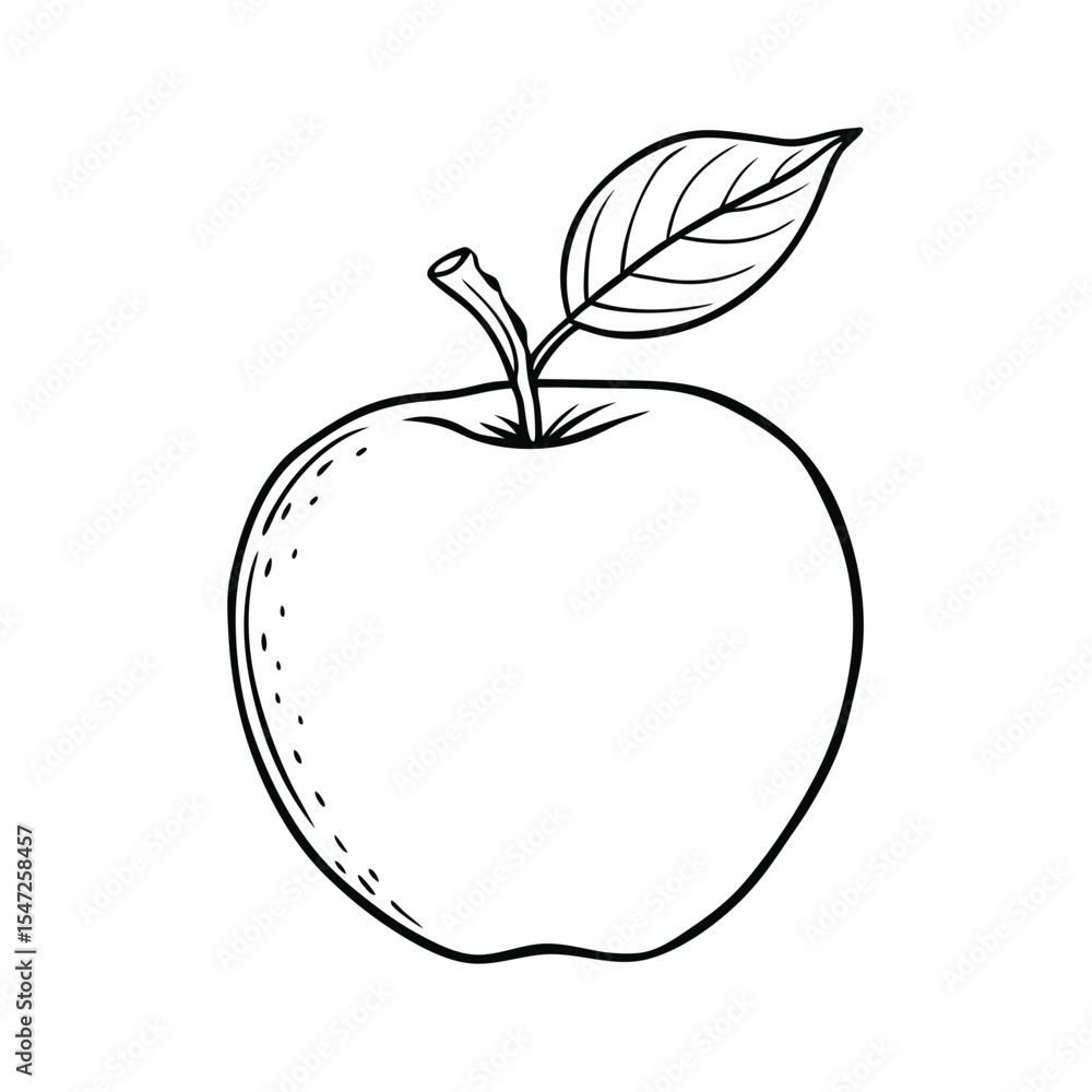 Fototapeta premium Black and White Apple illustration. Ready for coloring