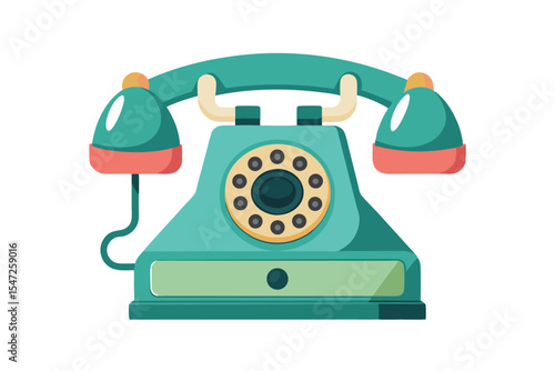 3d retro telephone isolated on white background