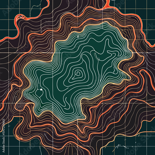 Background of the topographic map. Topographic map lines, contour background. Geographic abstract grid