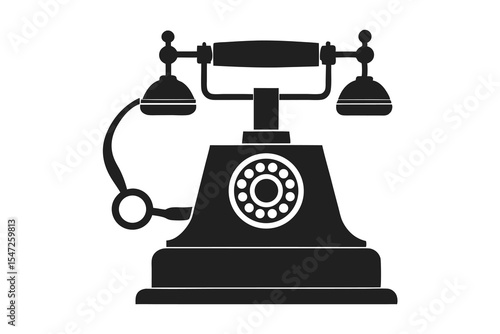 old telephone silhouette on white background