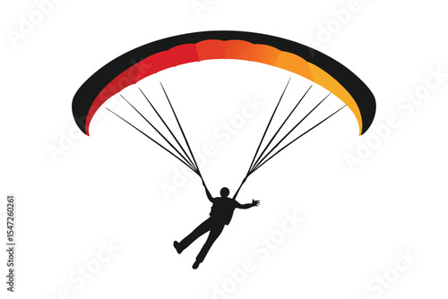 paraglider silhouette on white background