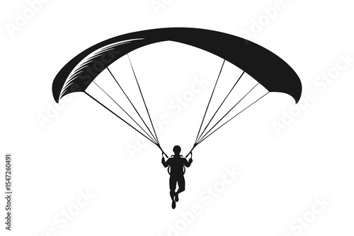 paraglider silhouette on white background