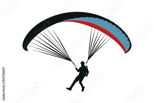 Paragliding line art vector illustration on white background