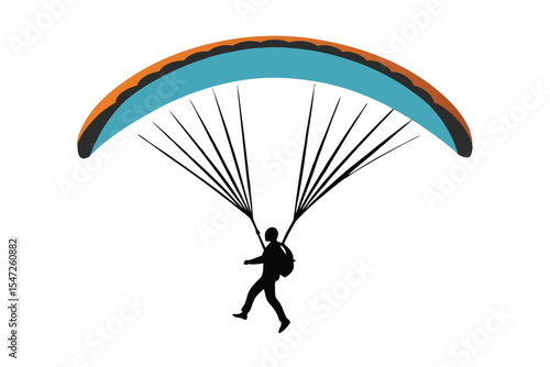 Paragliding line art vector illustration on white background