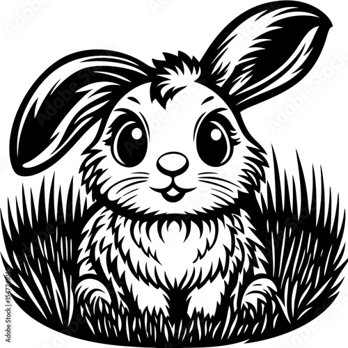 bunny (linocut style)