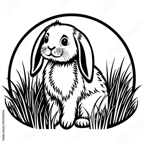 bunny (linocut style)