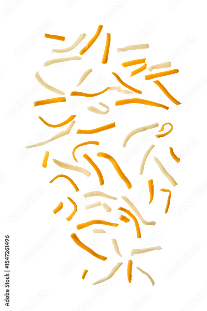 Scattered cheese pieces isolated on transparent background Scattered cheese pieces isolated on transparent background