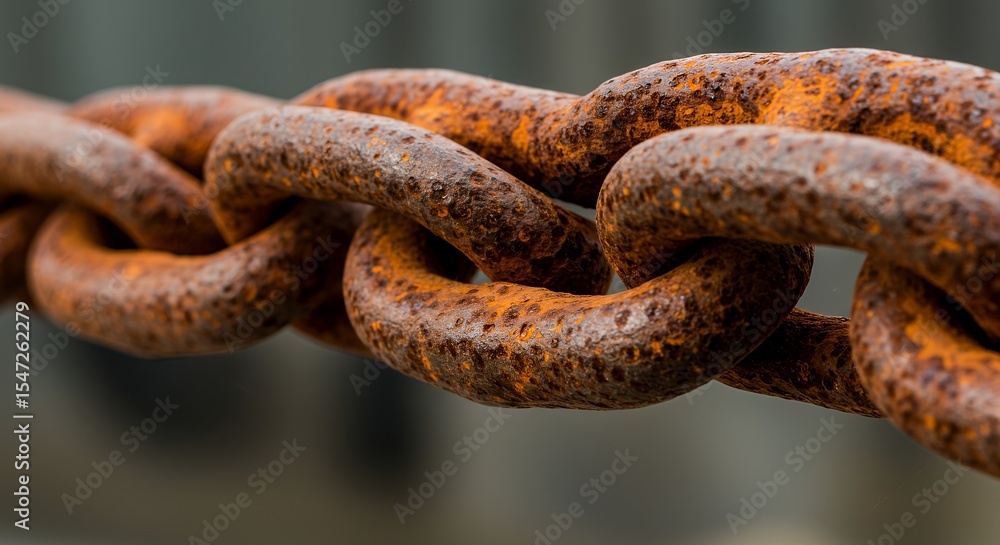 Weathered Rusty Chain Links Close-Up: Texture and Strength Weathered Rusty Chain Links Close-Up: Texture and Strength