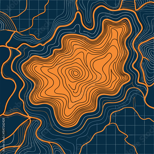 Background of the topographic map. Topographic map lines, contour background. Geographic abstract grid
