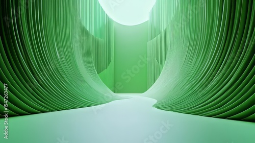 3D Geometric form with green background