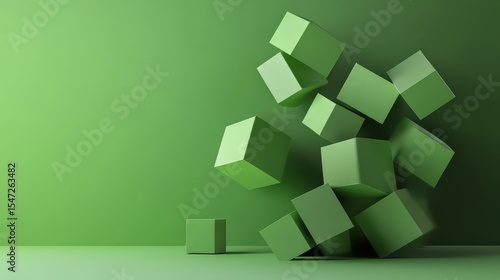 3D Geometric form with green background