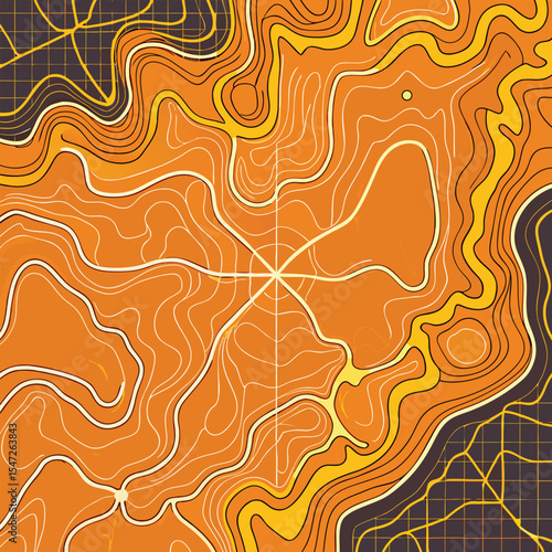 Background of the topographic map. Topographic map lines, contour background. Geographic abstract grid