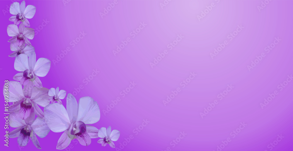 composition of empty space and vector image of purple violet orchid flower composition of empty space and vector image of purple violet orchid flower